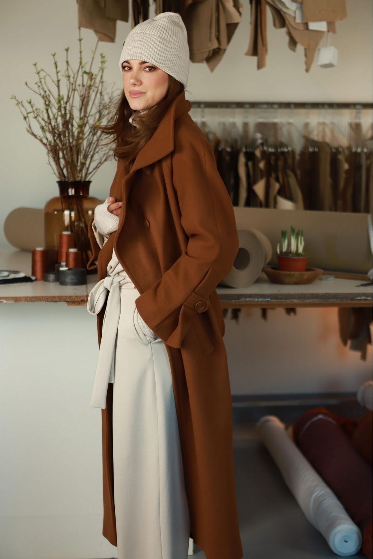 „Almond milk“ plačios kelnės 6