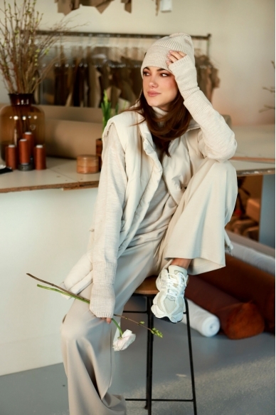 „Almond milk“ plačios kelnės 7