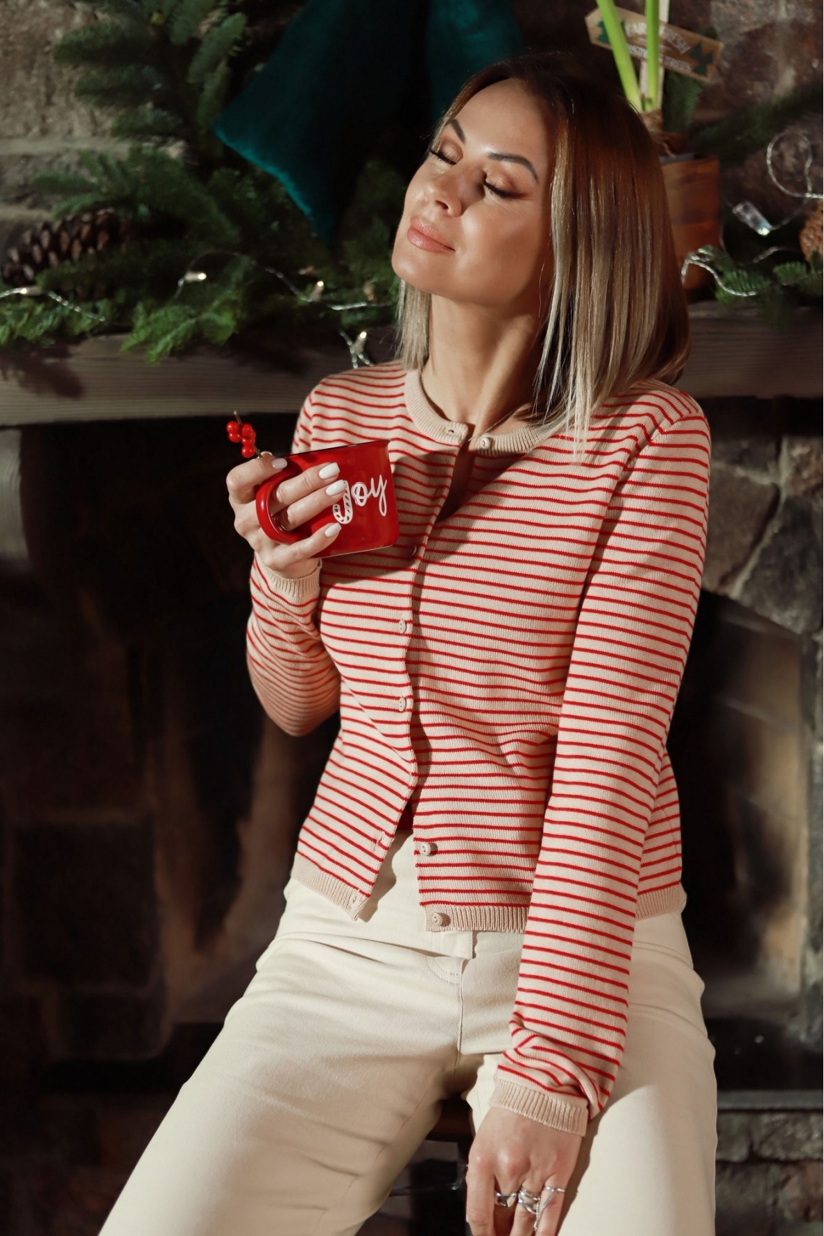 „Berry & stripy” merino megztukas 2