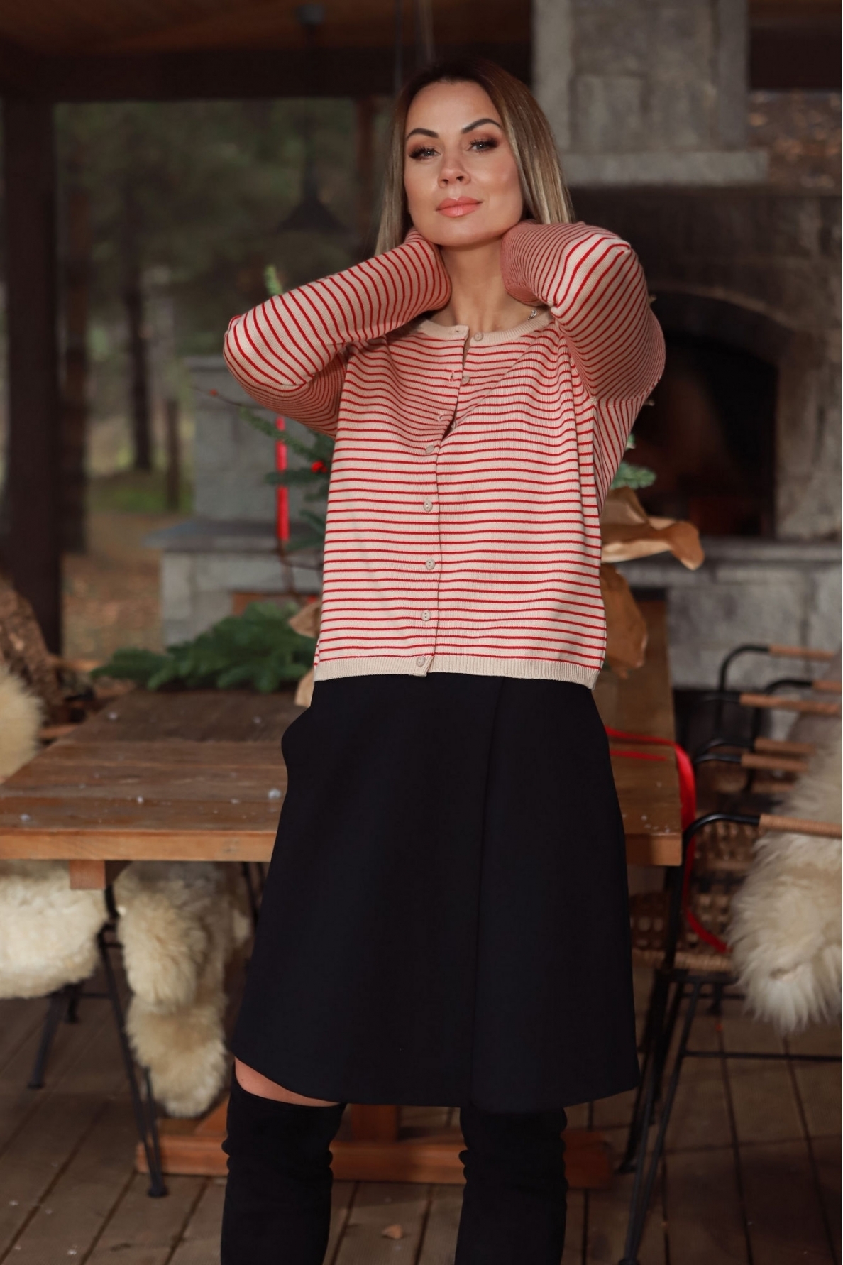 „Berry & stripy” merino megztukas