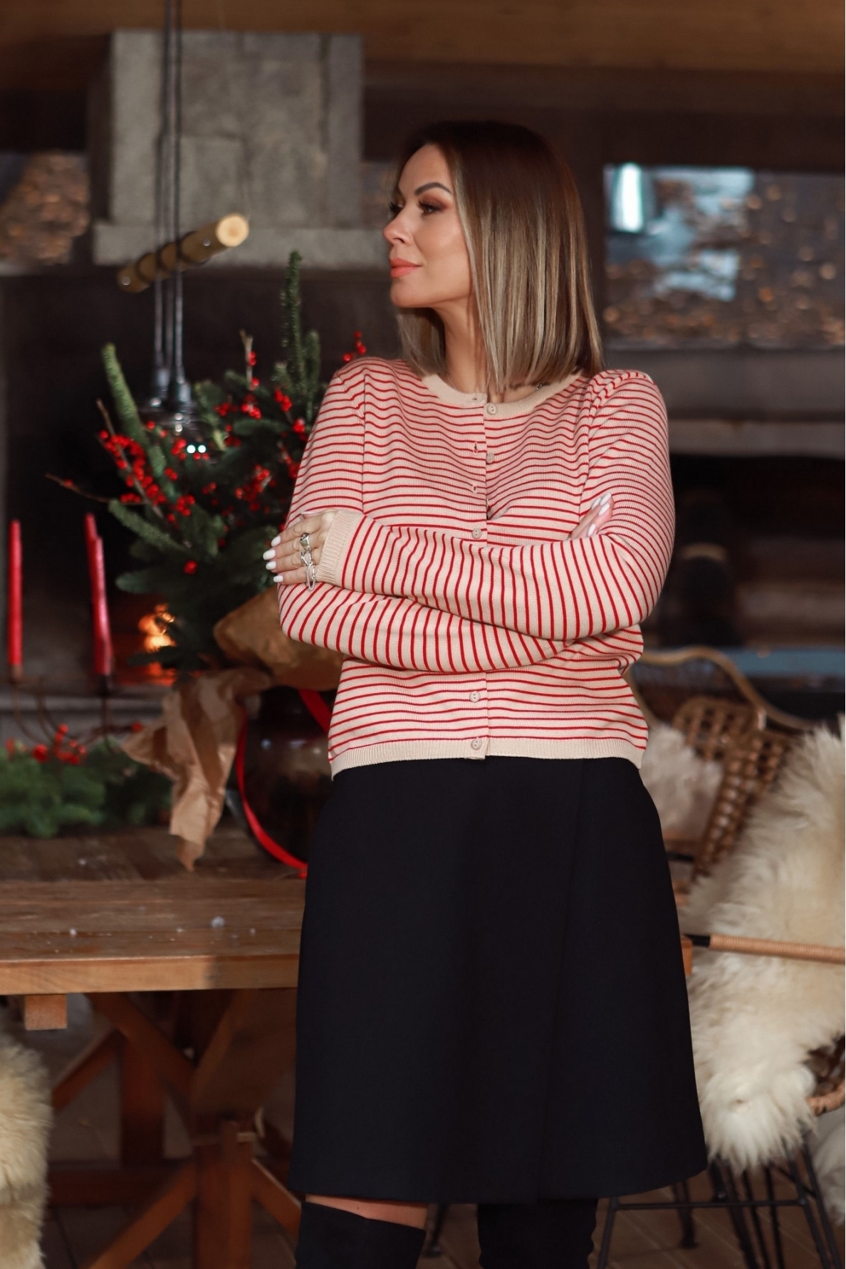 „Berry & stripy” merino megztukas 7