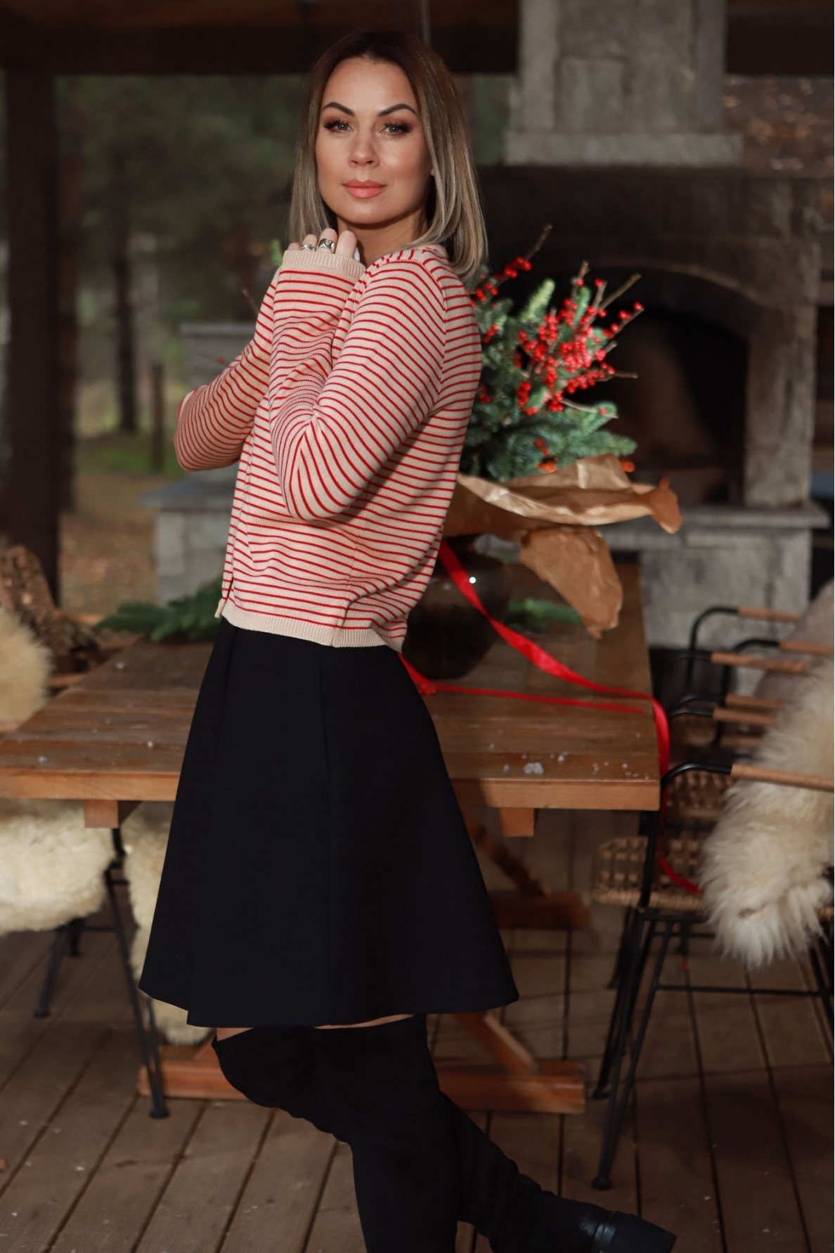 „Berry & stripy” merino megztukas 8