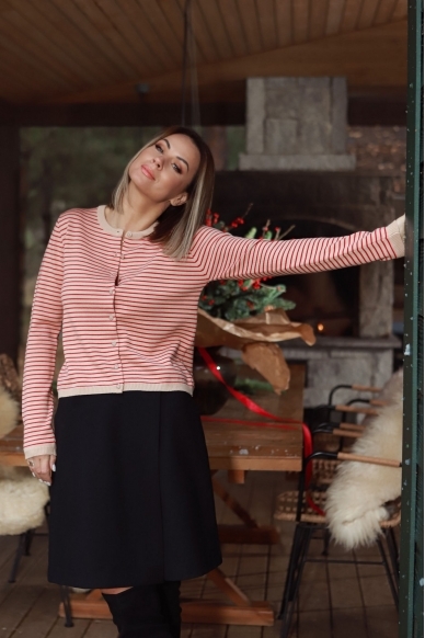 „Berry & stripy” merino megztukas 1