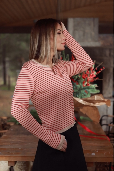 „Berry & stripy” merino megztukas 6