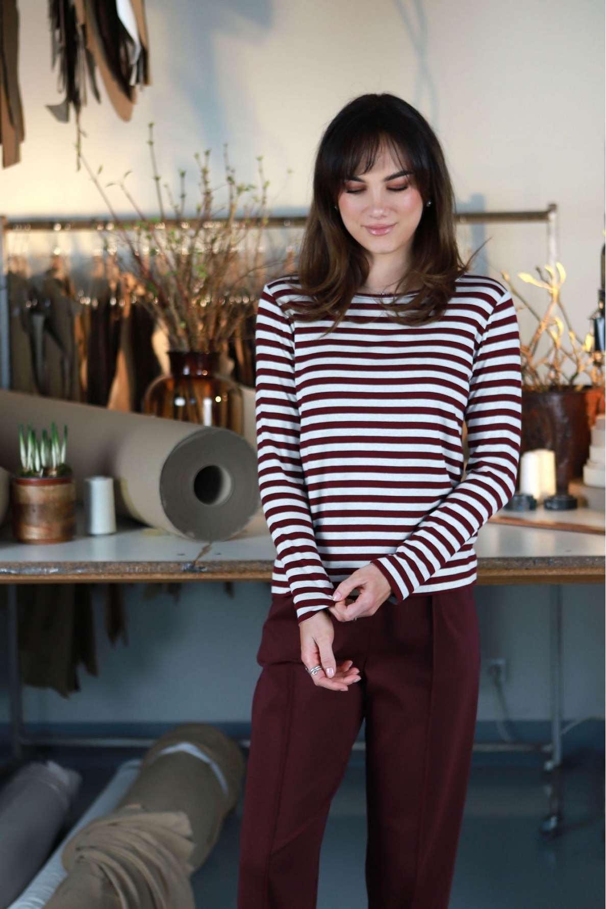 „Burgundy striped“ palaidinė 2