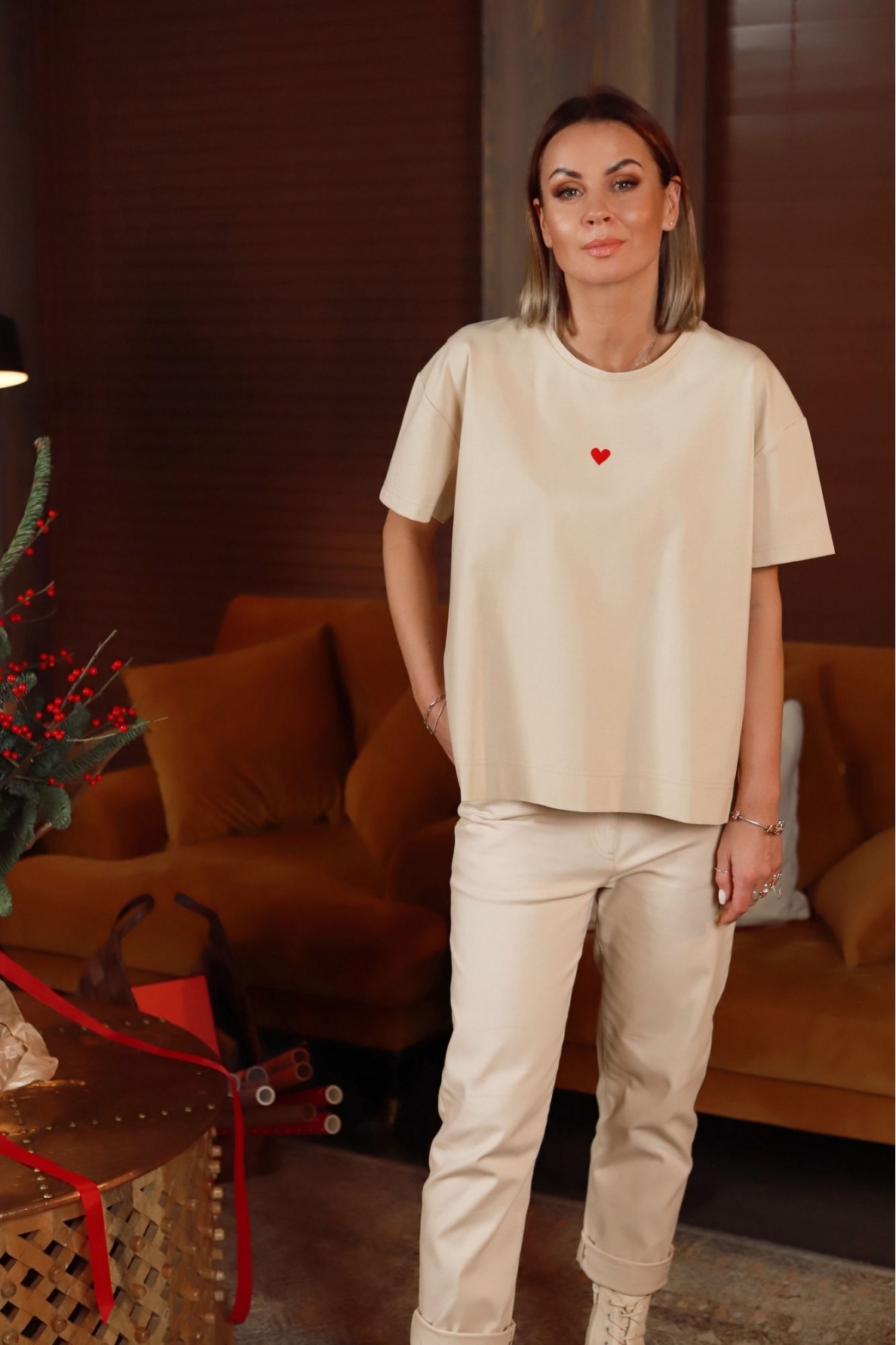 „Širdytė“ ivory spalvos marškinėliai